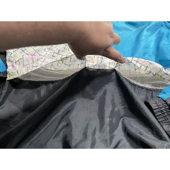 VTG Puma 80s Track Jacket Windbreaker Colorblock Neon Womens Medium Black Blue - Picture 7 of 12